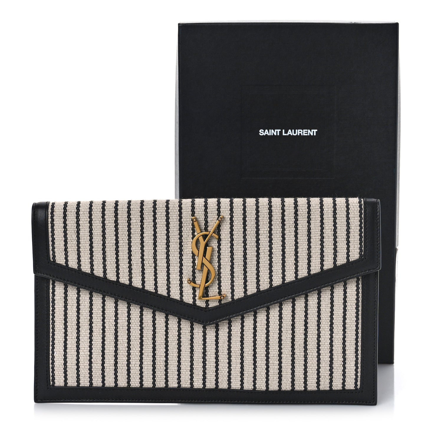 Canvas Striped Uptown Pouch Beige Black