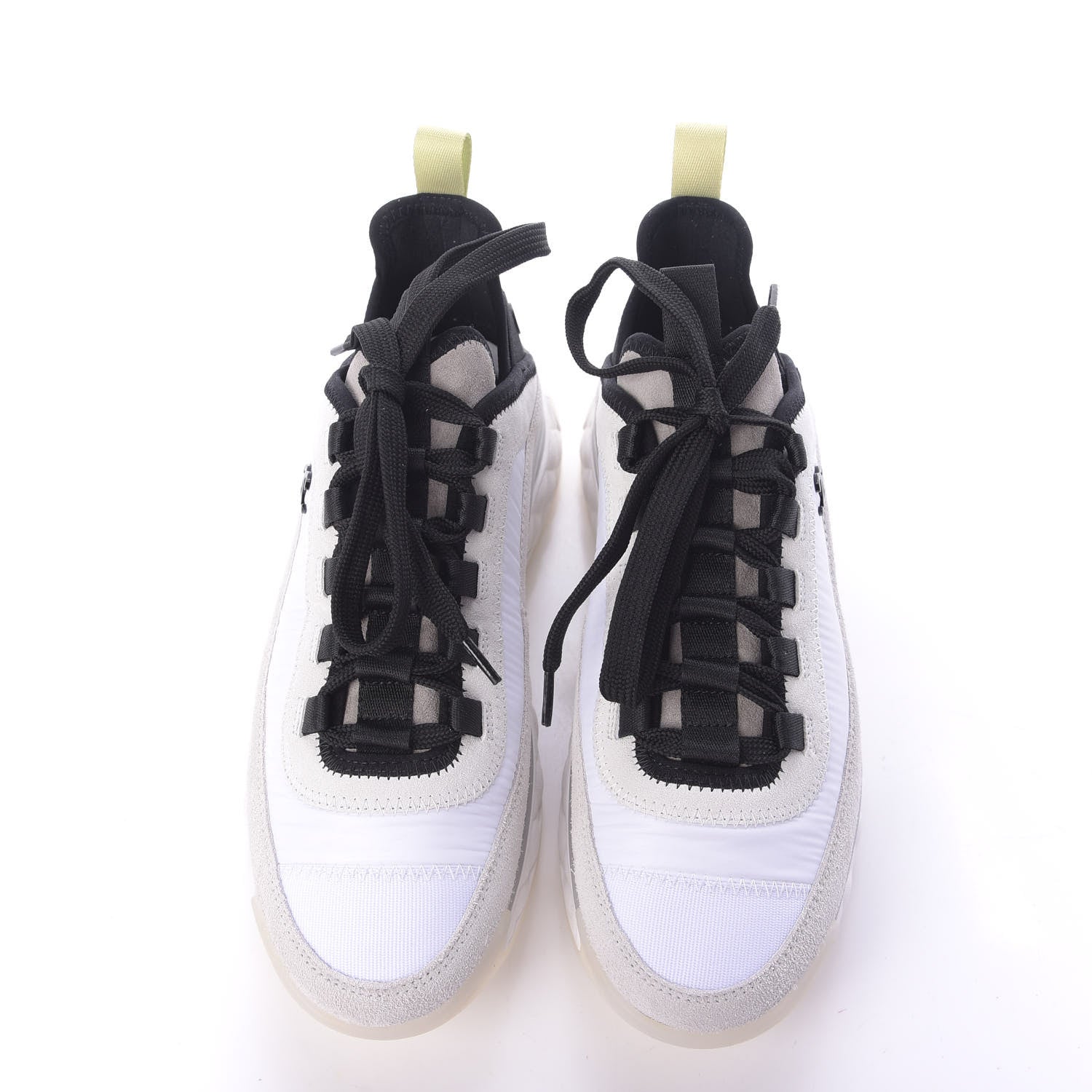 Chanel Nylon Calfskin Suede CC Sneakers 36.5 White Grey Yellow 6 of 11
