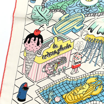 Hermes Cashmere Silk Splash Park Shawl 140 White Jaune Multicolor 4 of 9