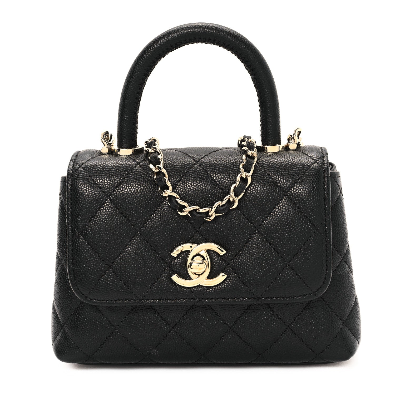 Chanel Caviar Quilted Coco Handle Clutch With Chain Black 1 of 11