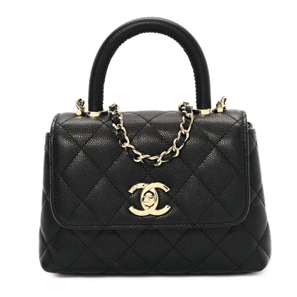 Chanel Caviar Quilted Coco Handle Clutch With Chain Black 1 of 11