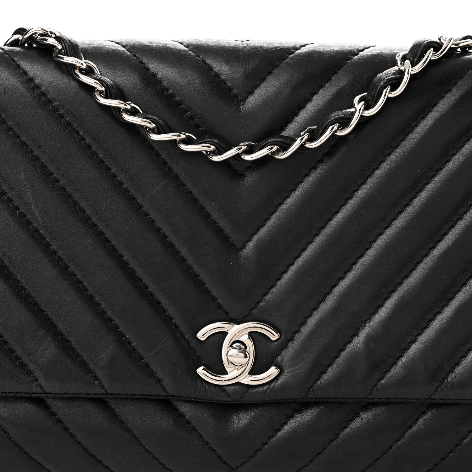 Chanel Lambskin Chevron Quilted Single Flap Black 8 of 11