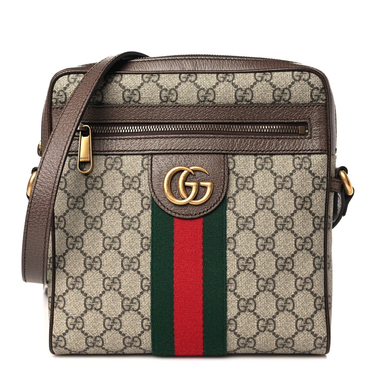 GG Supreme Monogram Web Small Ophidia Messenger Bag Brown