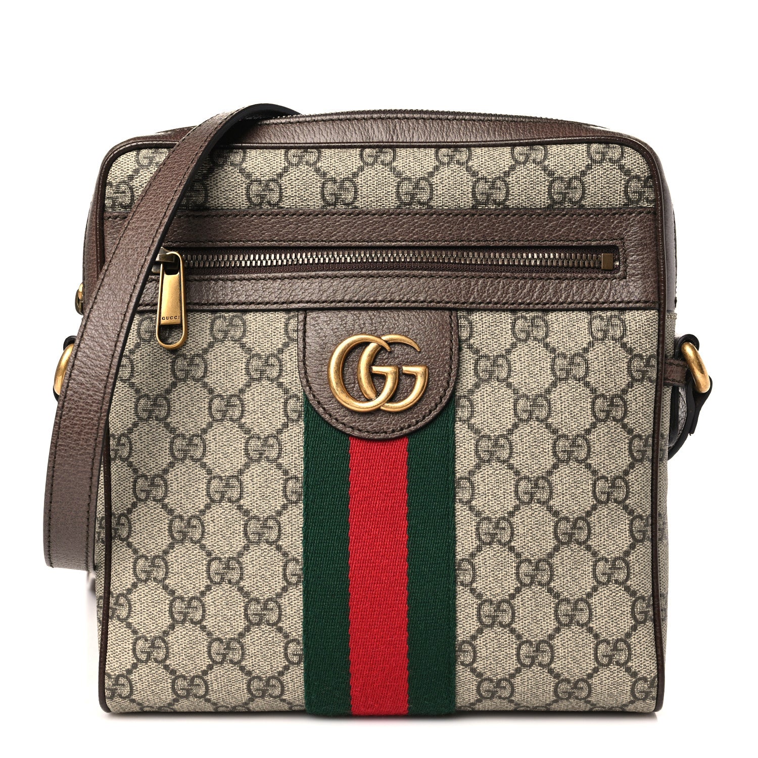 Gucci GG Supreme Monogram Web Small Ophidia Messenger Bag Brown 1 of 9