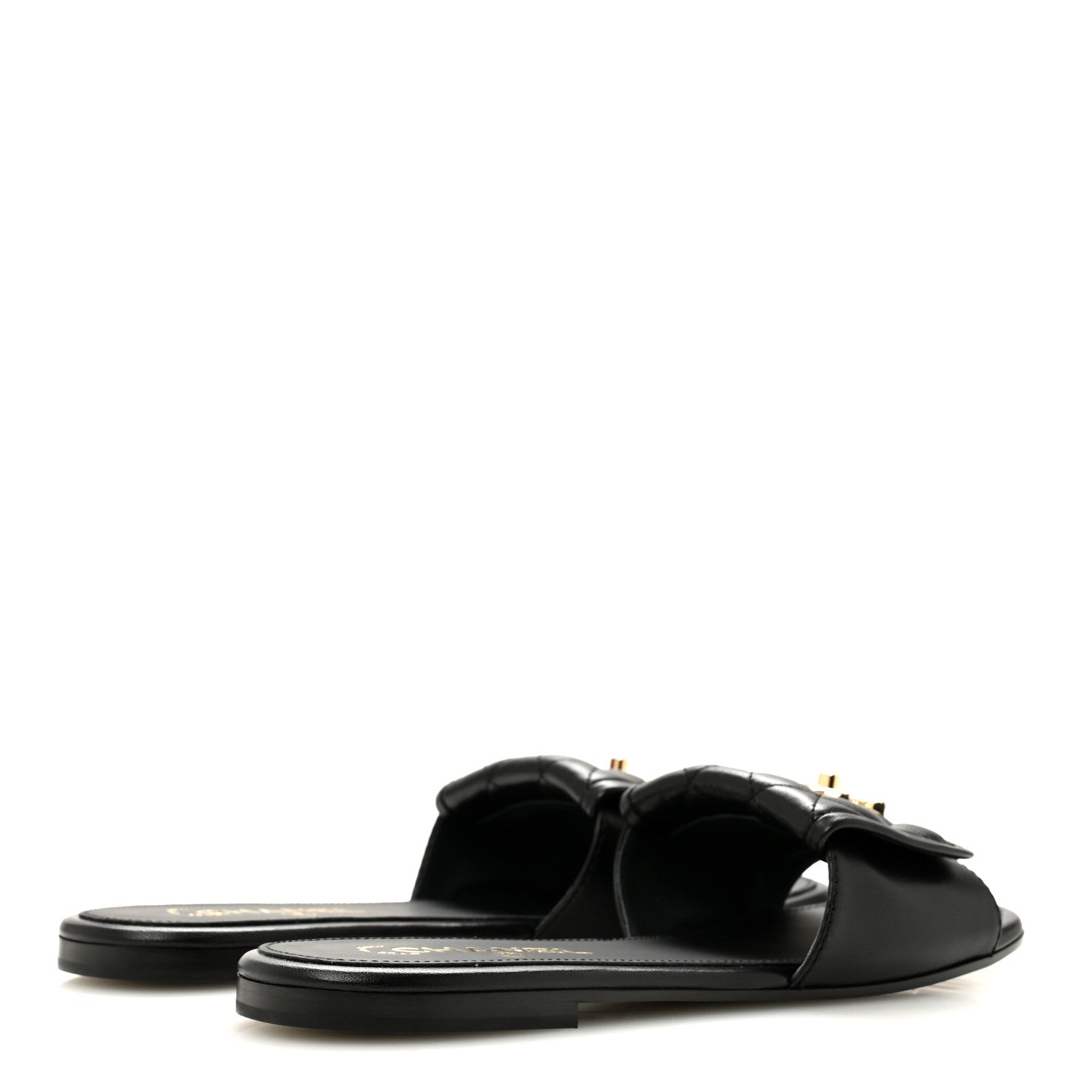 Chanel Lambskin Quilted Turnlock Flat Mules 39 Black 5 of 10