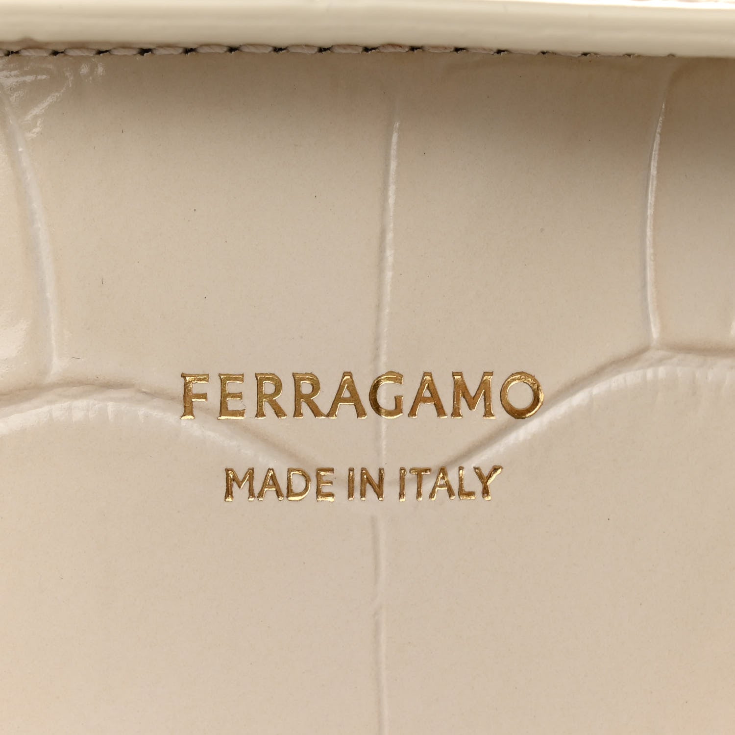 Salvatore Ferragamo Calfskin Crocodile Embossed East-West Tote Mascarpone 7 of 10