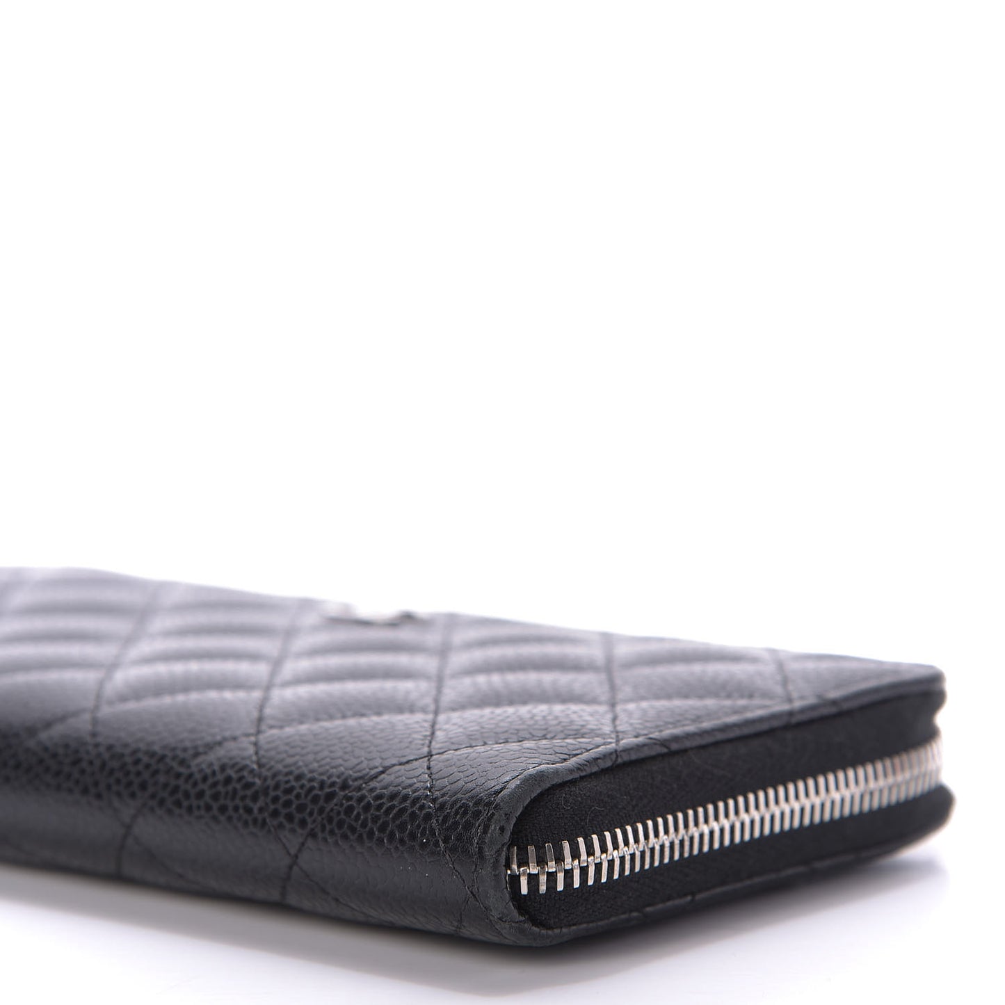 Caviar Quilted Large Gusset Zip Around Wallet Black
