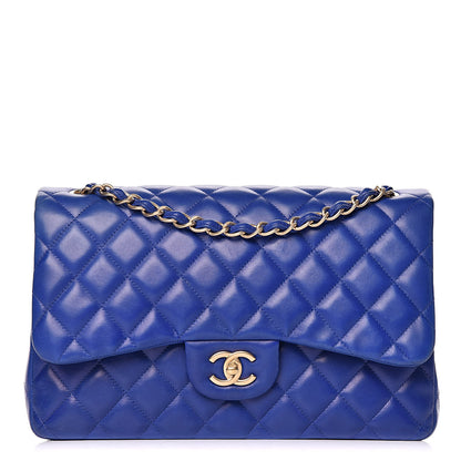 Chanel Lambskin Quilted Jumbo Double Flap Blue 1 of 22