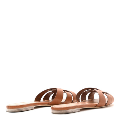 Saint Laurent Calfskin Tribute 05 Slide Sandals 38 Amber 4 of 8