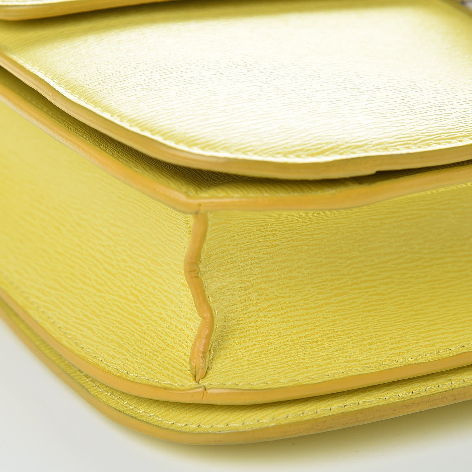 Celine Liege Calfskin Medium Classic Box Flap Bag Fluo Yellow 12 of 13