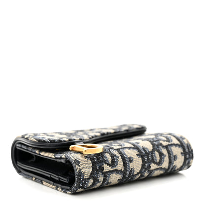 Christian Dior Oblique Saddle Lotus Wallet Blue 4 of 9
