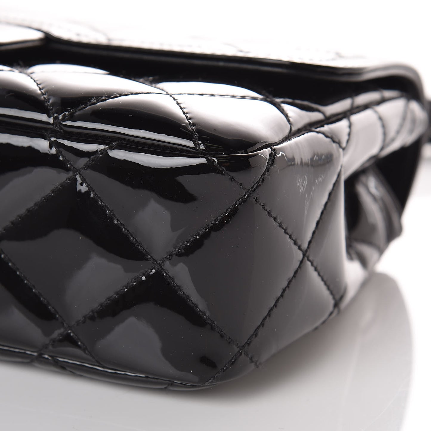 Patent Quilted Small Coco Shine Flap Black
