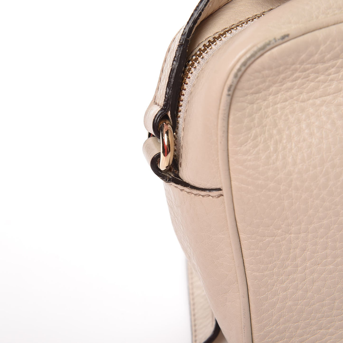 Pebbled Calfskin Small Soho Disco Bag Off White