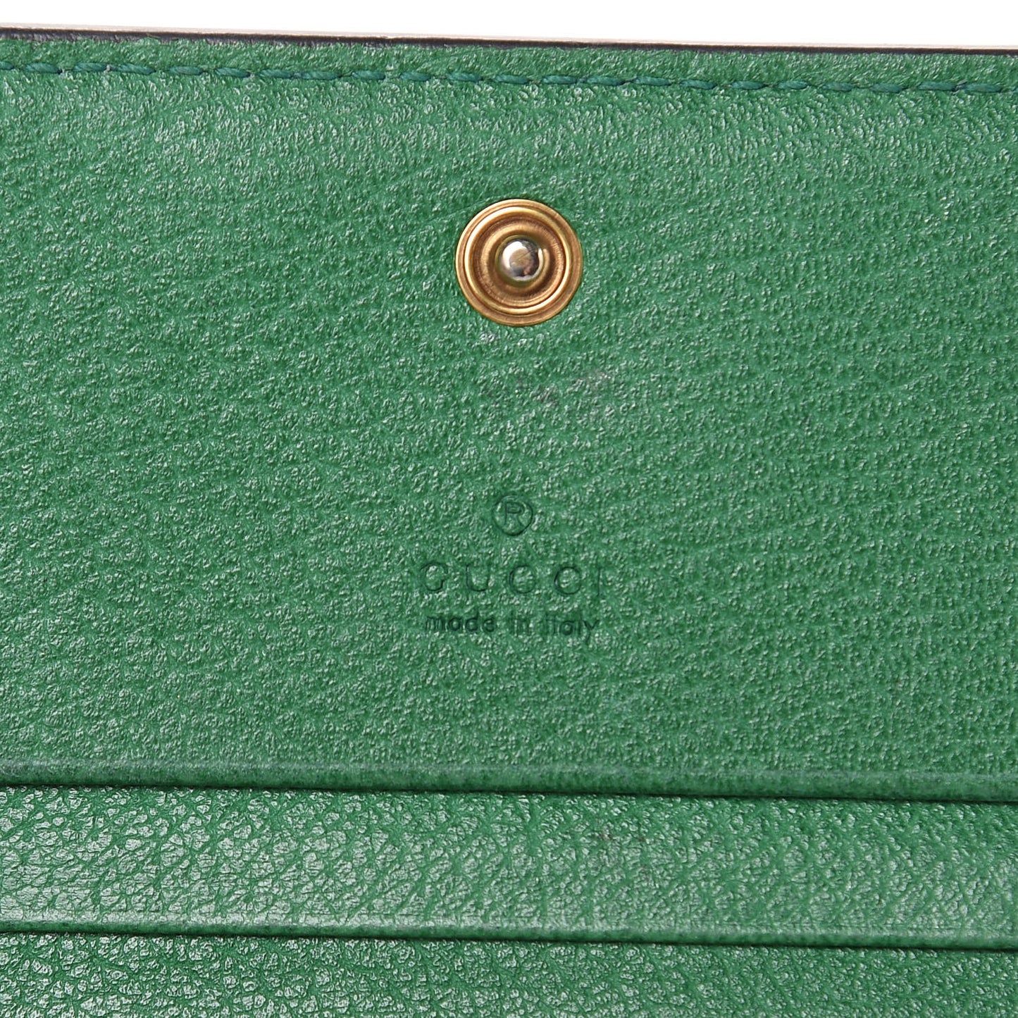 Textured Calfskin Crystal Fiori Floral Embroidered GG Card Case Grass Green