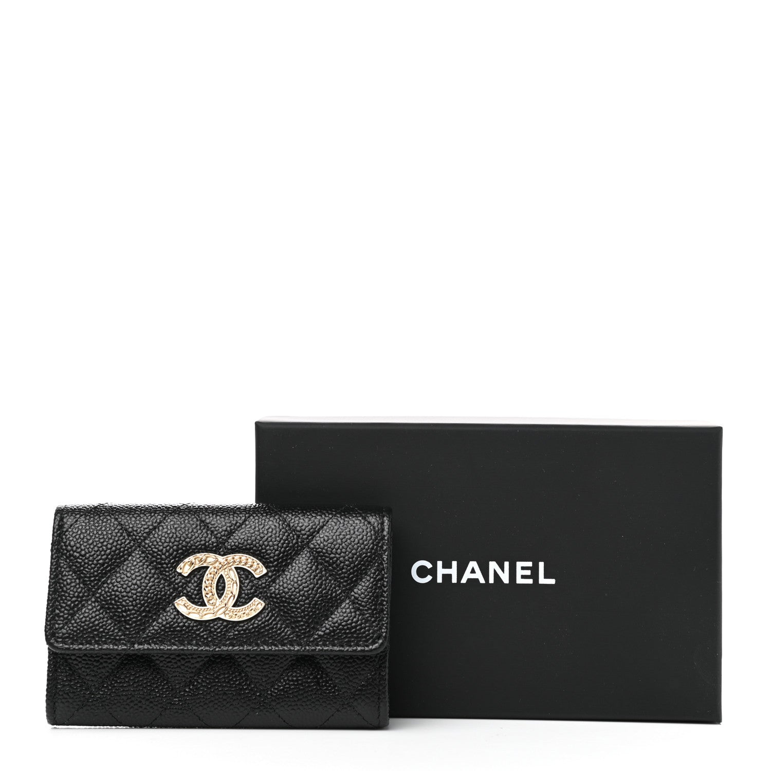 Chanel CHANEL Caviar Quilted Chain CC Flap Card Holder Black 7 of 7