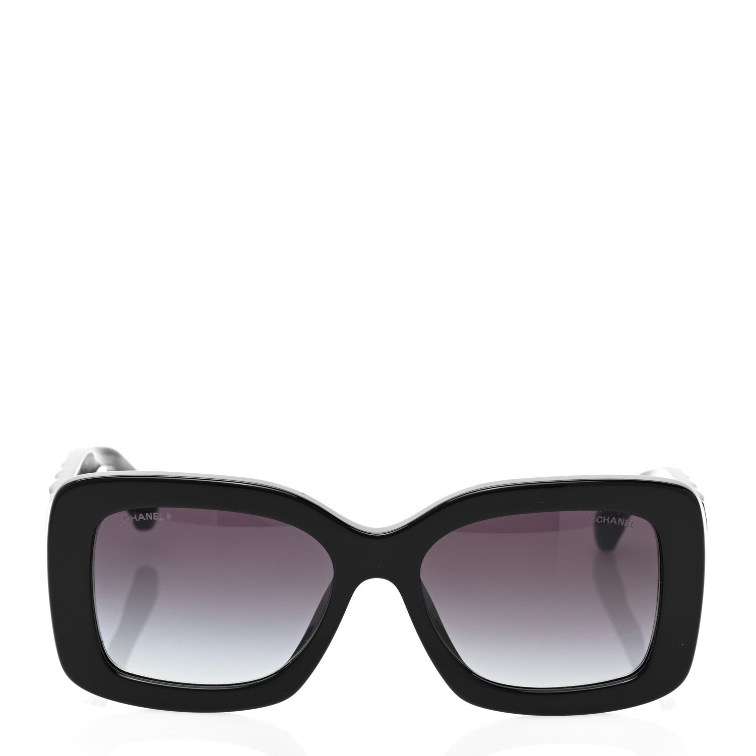 Chanel Acetate Quilted CC Rectangle Sunglasses 5483-A Black 2 of 8