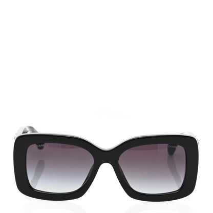 Chanel Acetate Quilted CC Rectangle Sunglasses 5483-A Black 2 of 8