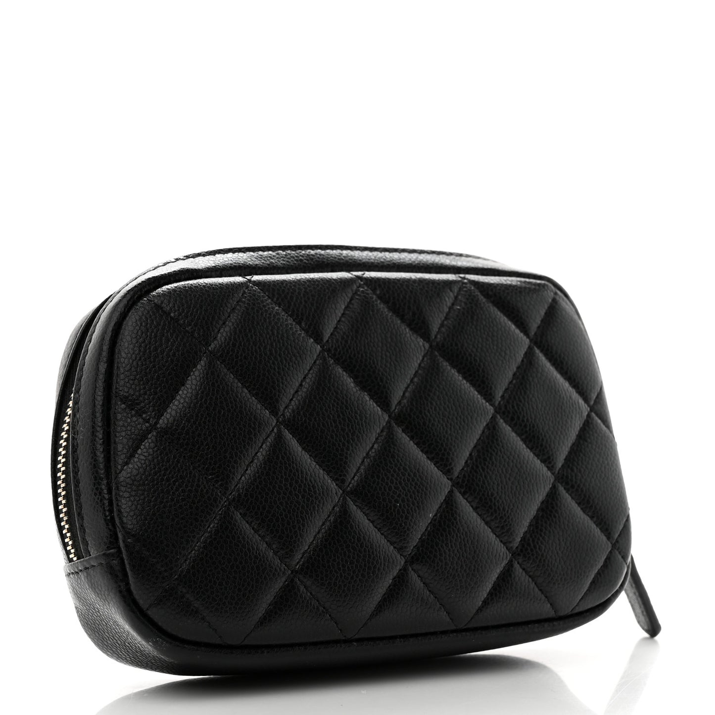 Caviar Quilted Small Curvy Pouch Cosmetic Case Black