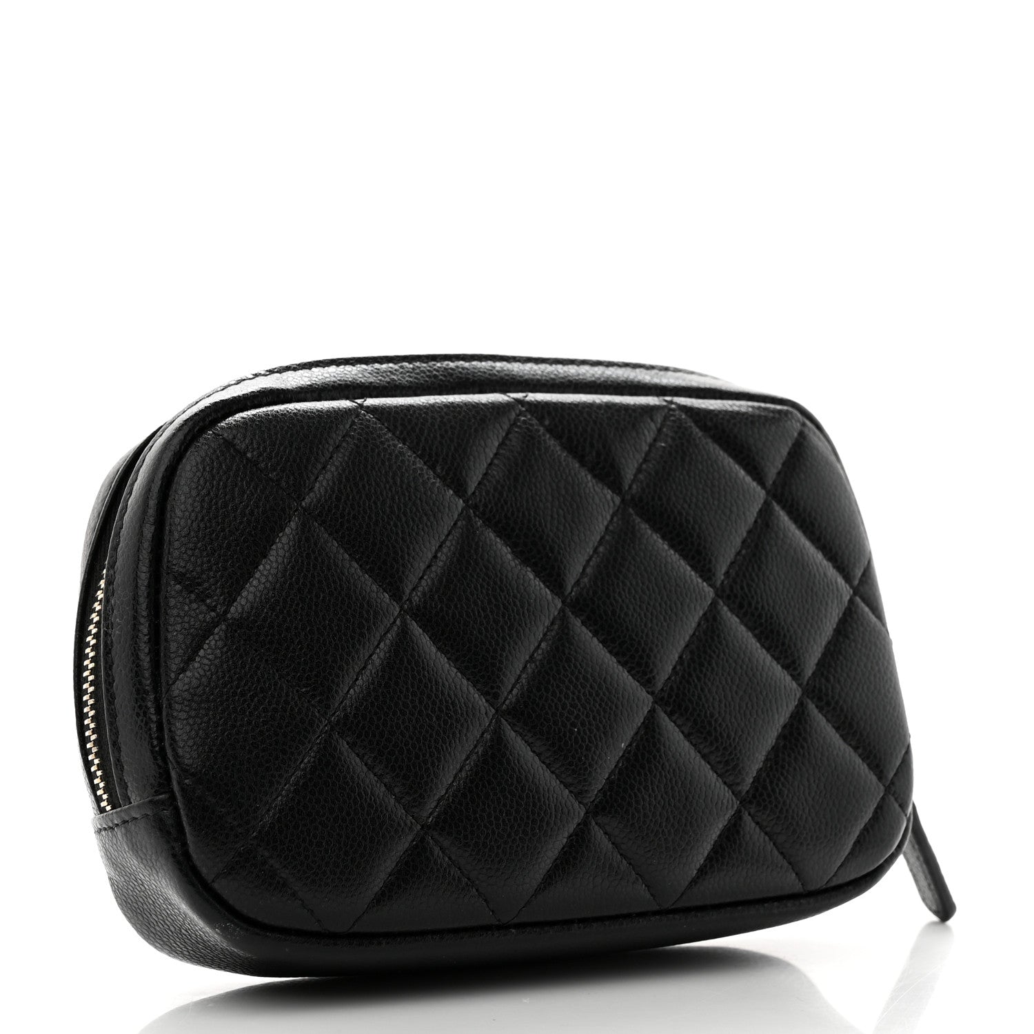 Chanel Caviar Quilted Small Curvy Pouch Cosmetic Case Black 3 of 8