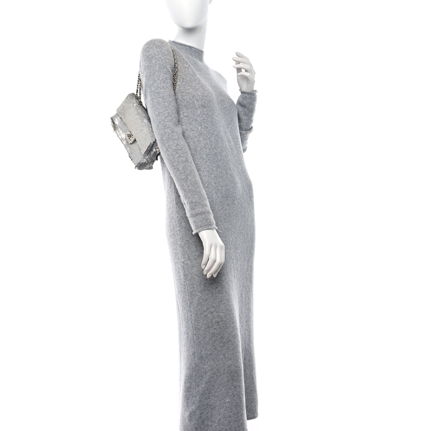 Sequin Paillette Small Flap Grey