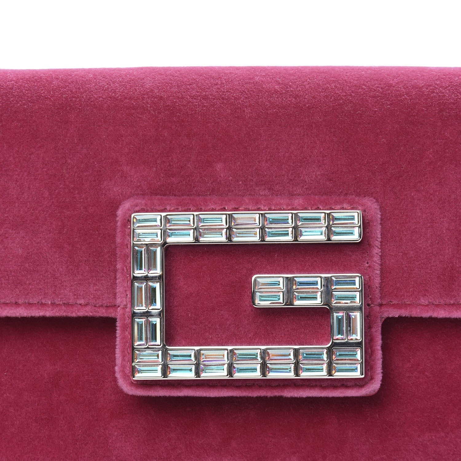 Gucci Velvet Crystal Square G Shoulder Bag Light Raspberry Rose 10 of 11