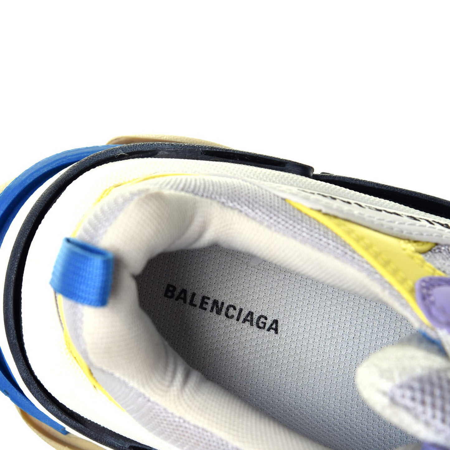 Fabric Mesh Womens Triple S Sneakers 38 White Purple Yellow