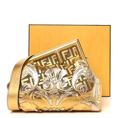 Fendi X VERSACE Vitello Laminato Catalan Mirror Fendace FF Medium Fendi First Oro 10 of 10