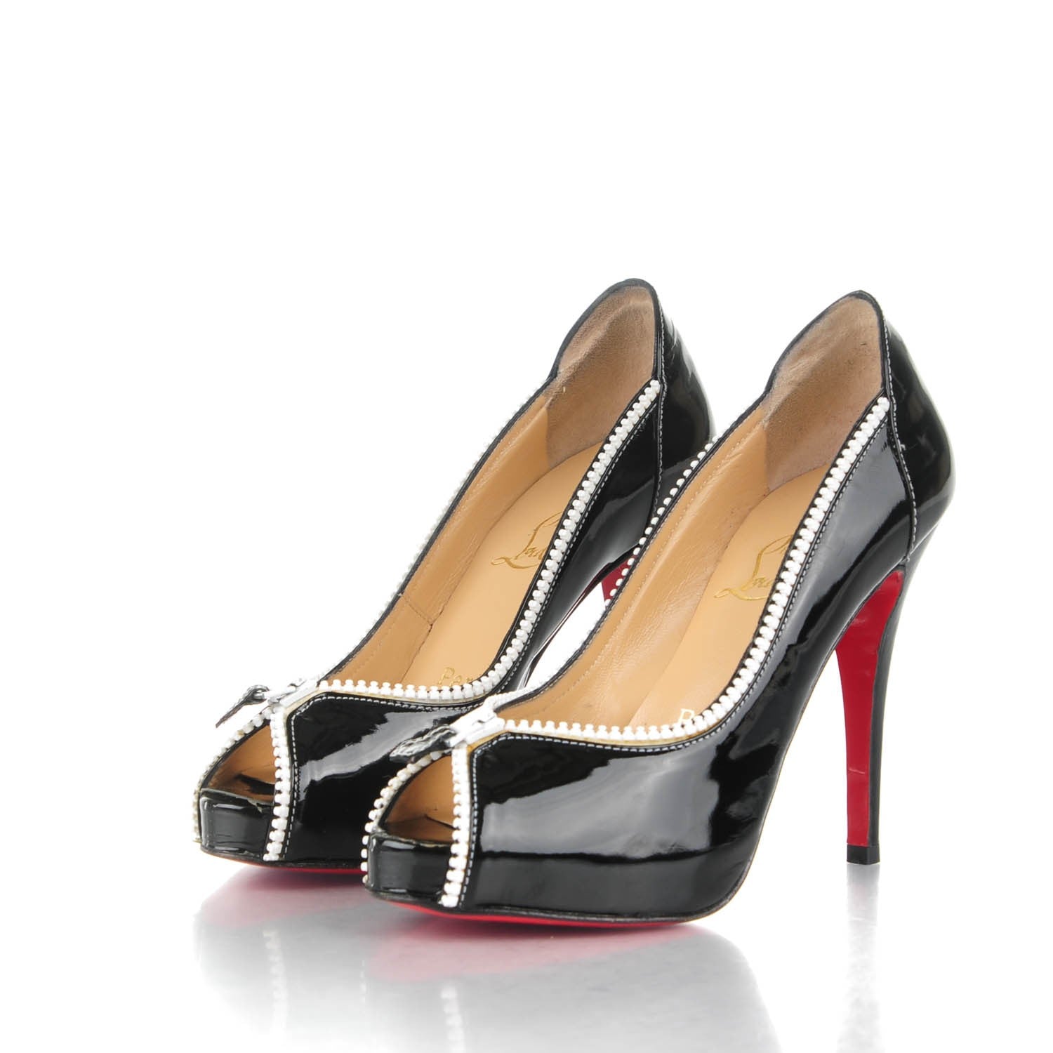 Christian Louboutin Patent Caracolo Plateau Platform Peep Toe Pumps 36 Black 3 of 13