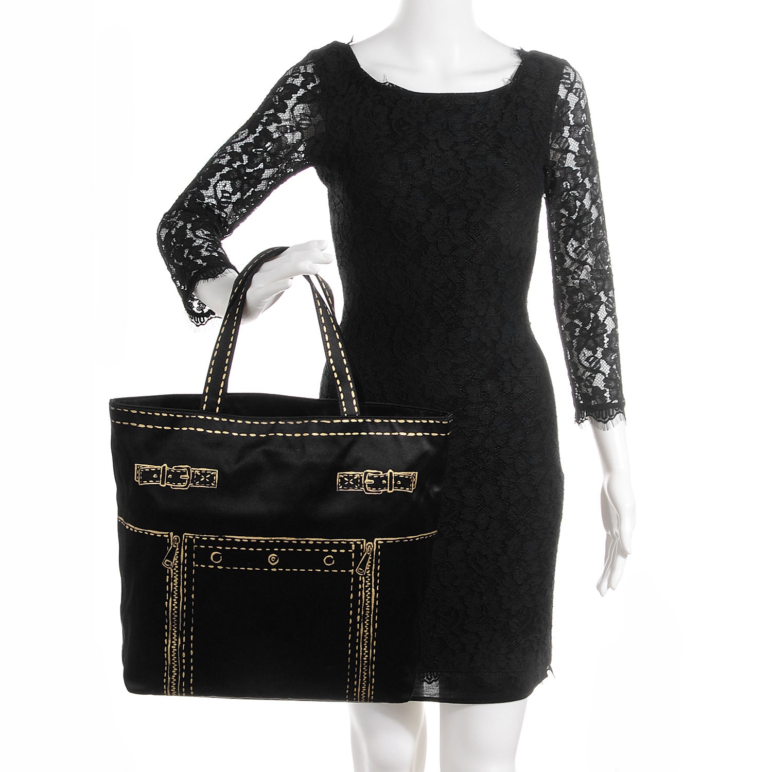 Saint Laurent Satin Signature Tote Black 2 of 7