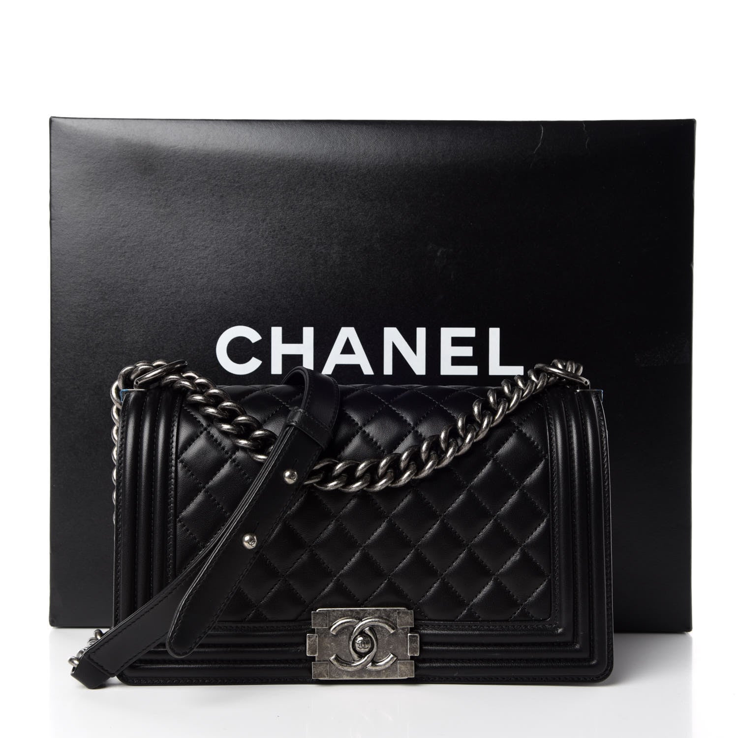 Chanel Lambskin Quilted Medium Boy Flap Black 10 of 10