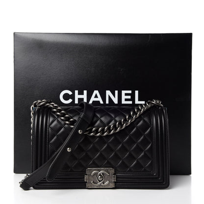 Chanel Lambskin Quilted Medium Boy Flap Black 10 of 10