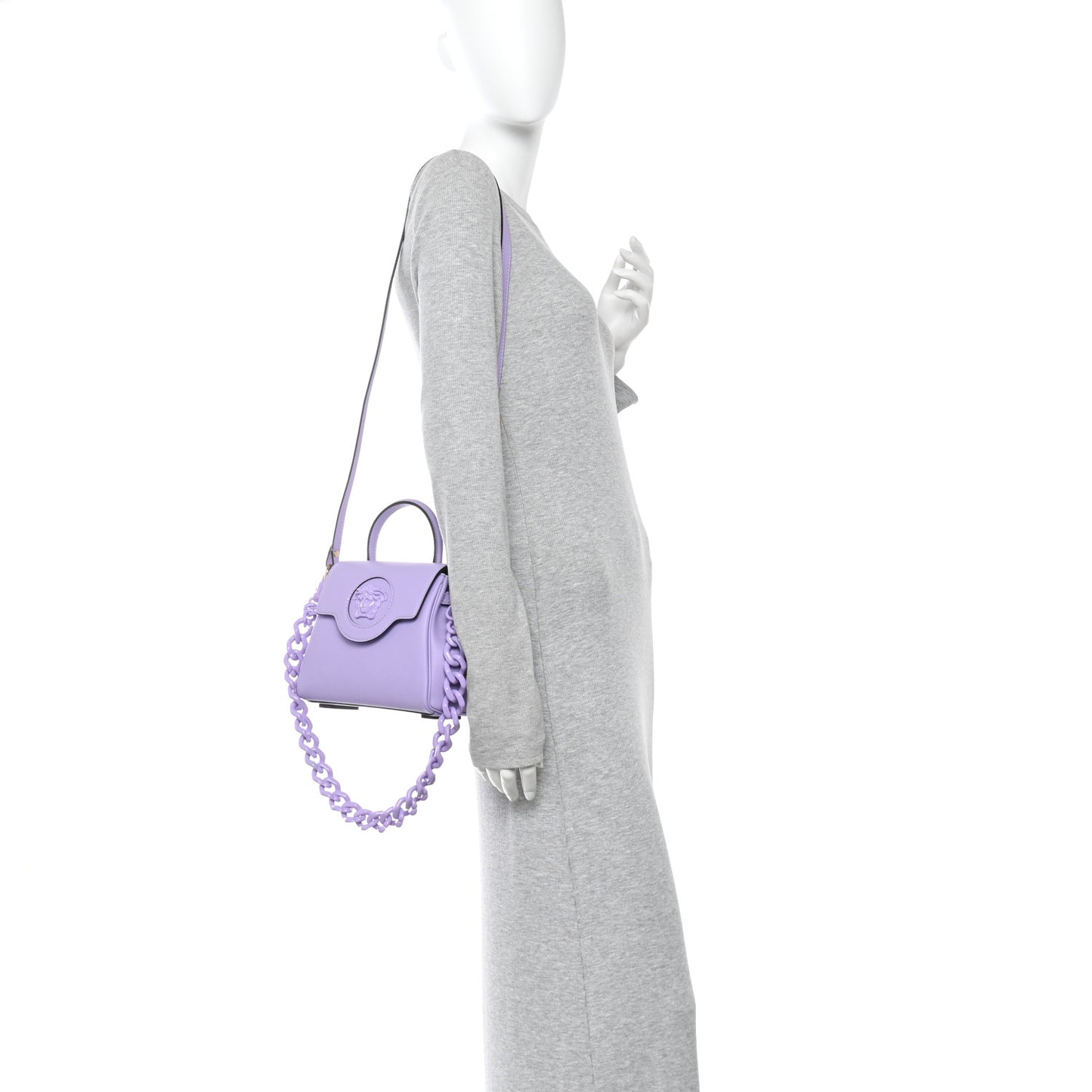 Grained Calfskin Small La Medusa Top Handle Bag Lilac