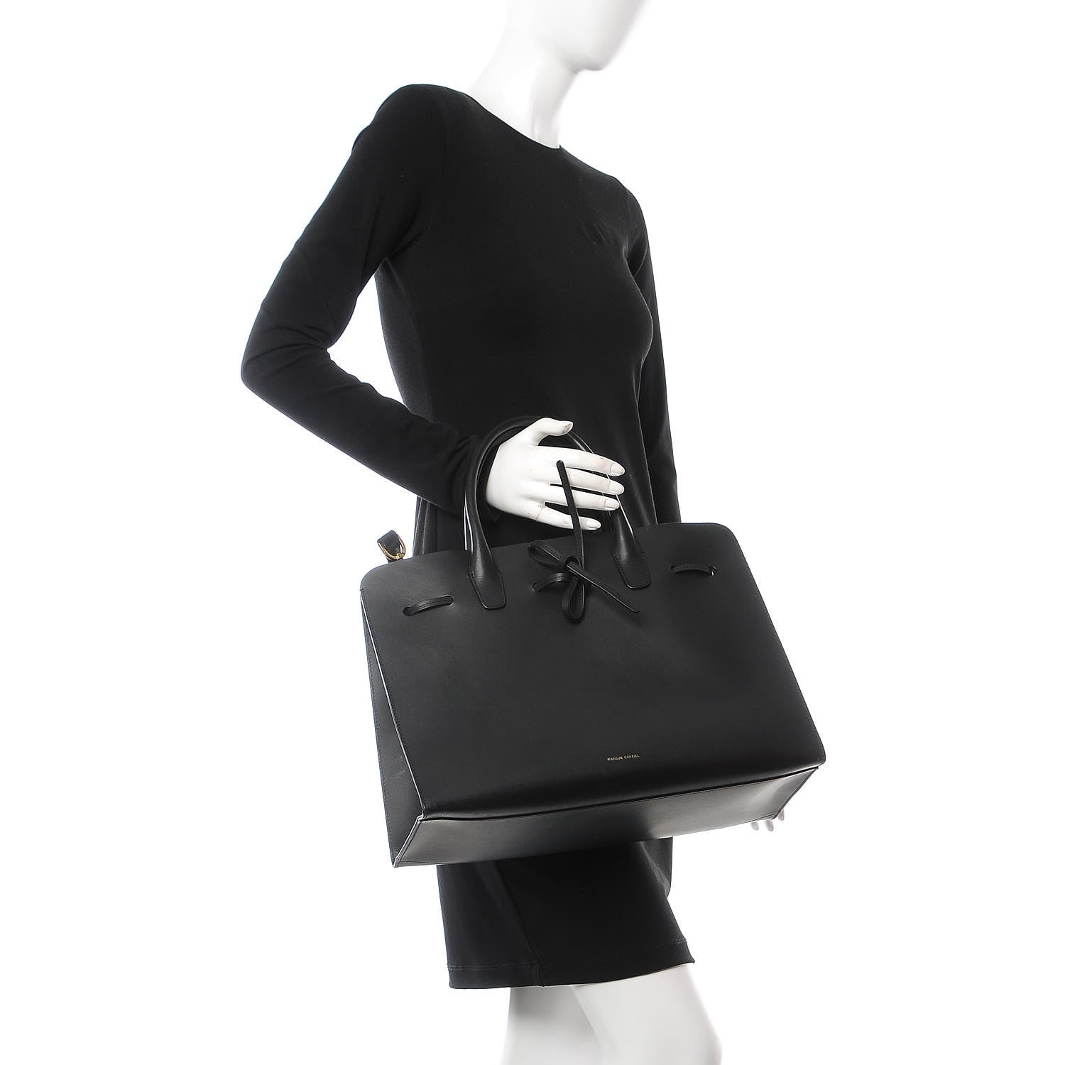 Mansur Gavriel Vegetable Tanned Calfskin Large Sun Bag Black Blue 2 of 10