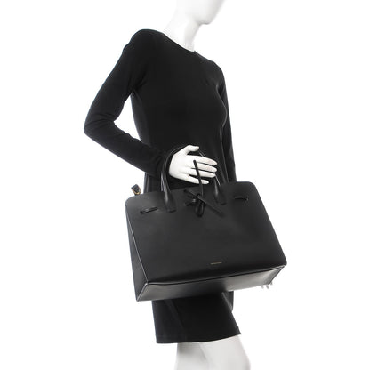 Mansur Gavriel Vegetable Tanned Calfskin Large Sun Bag Black Blue 2 of 10