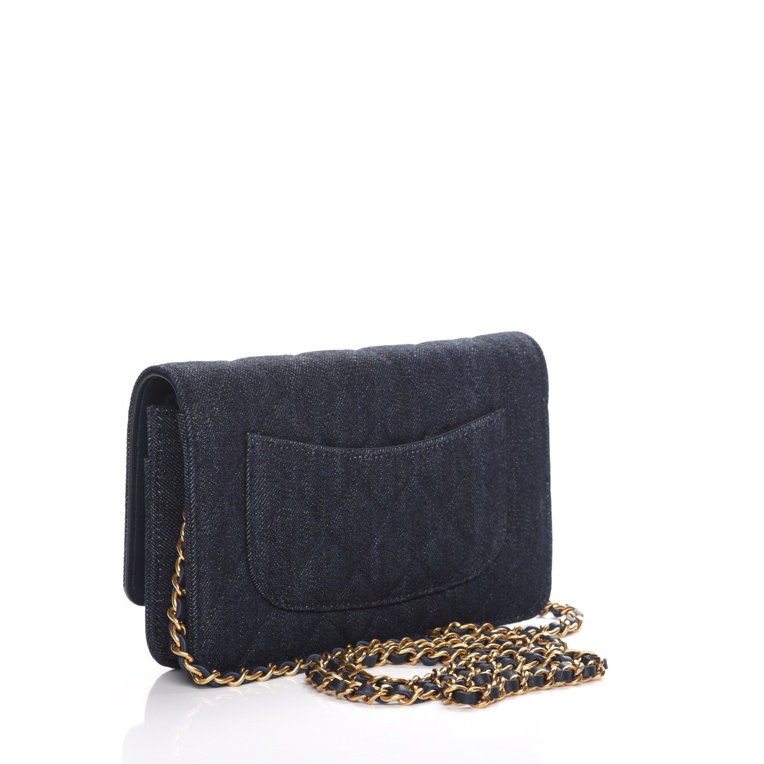 Chanel Denim Quilted Reissue Wallet On Chain WOC Dark Blue 3 of 9