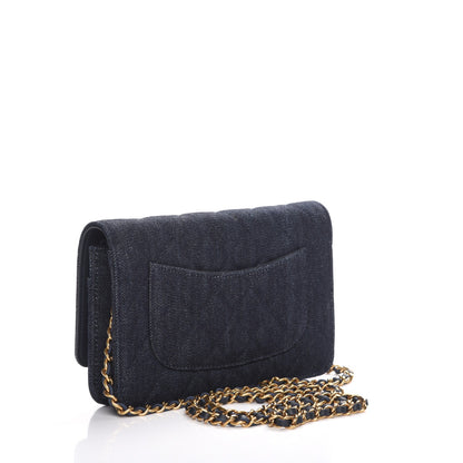 Chanel Denim Quilted Reissue Wallet On Chain WOC Dark Blue 3 of 9