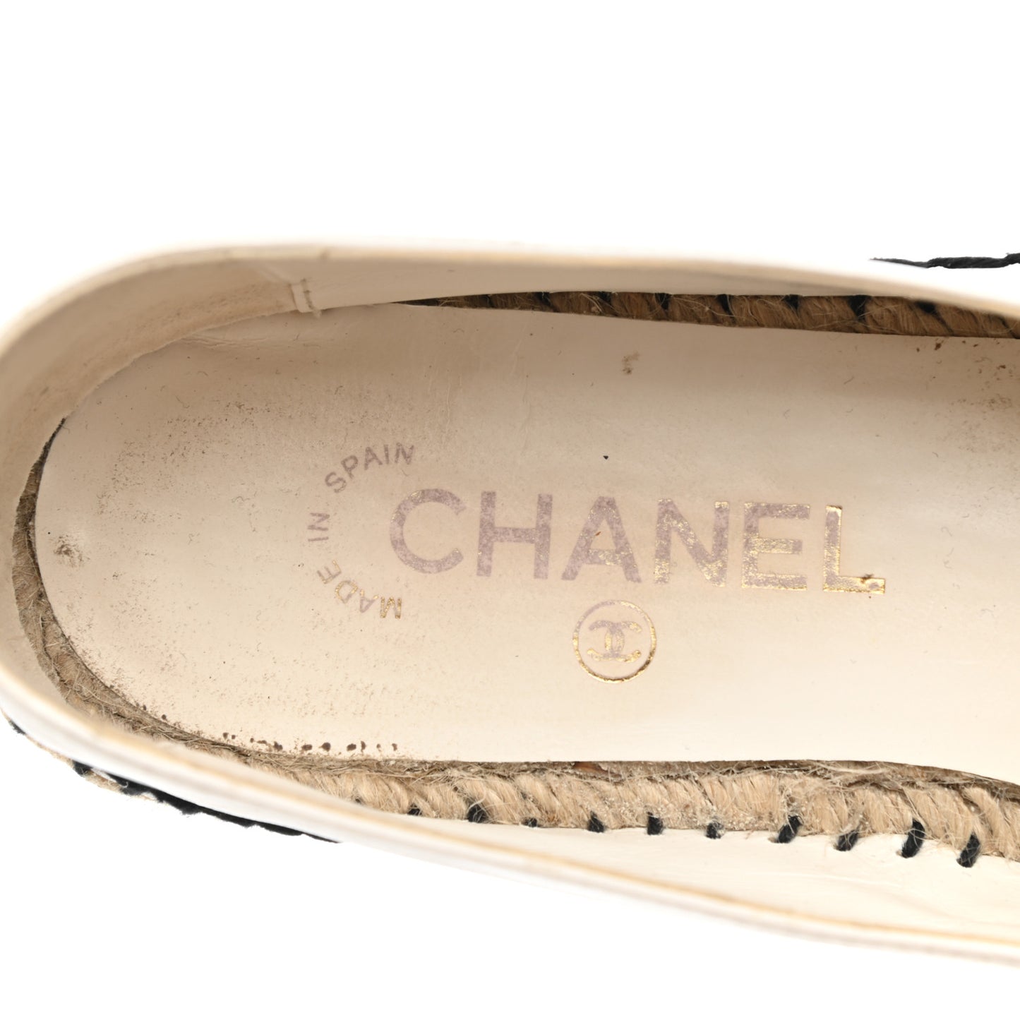 Lambskin Stitched CC Espadrilles 40 White Black
