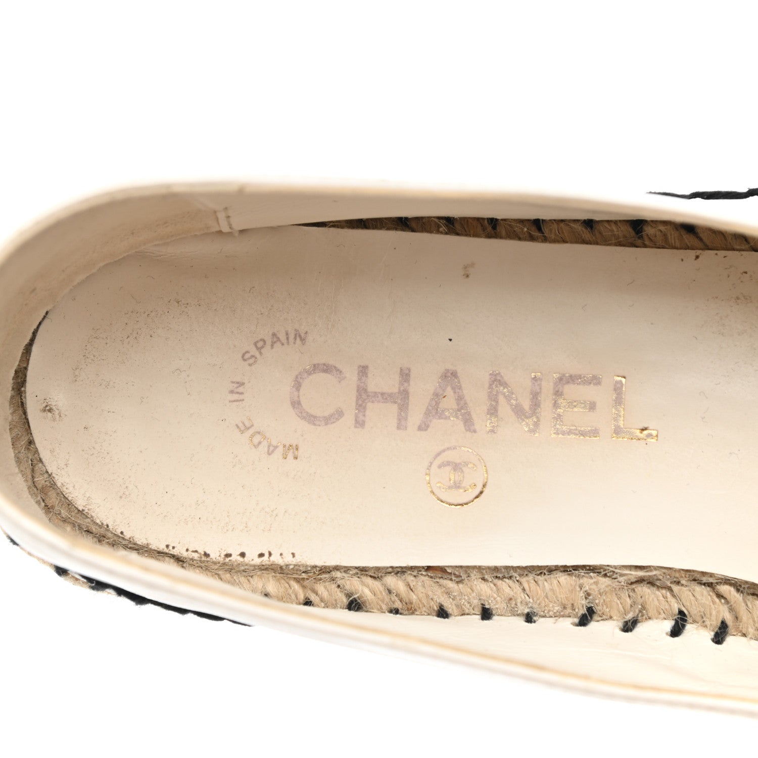 Chanel Lambskin Stitched CC Espadrilles 40 White Black 8 of 10