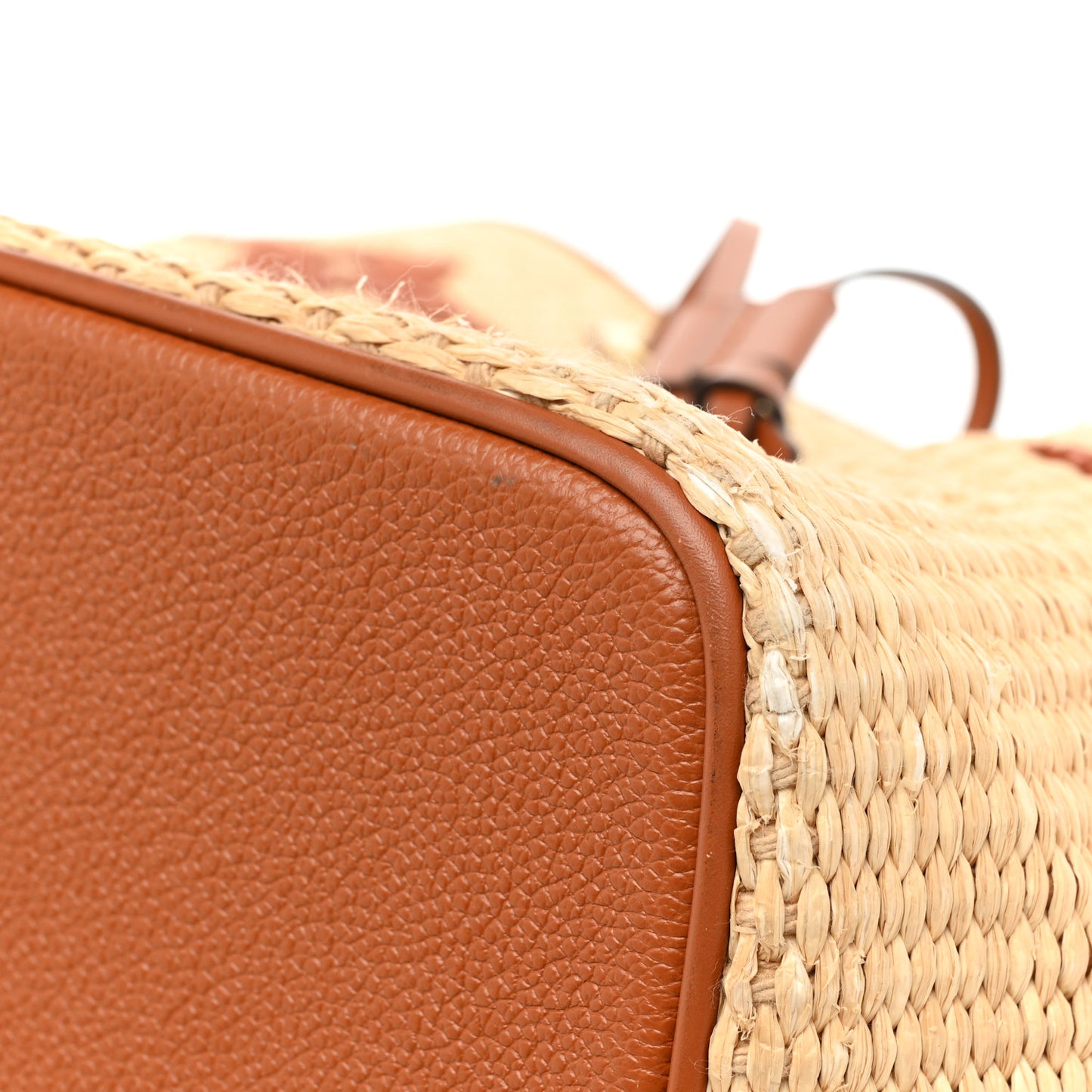 Raffia Calfskin Monogram Neonoe MM Tan