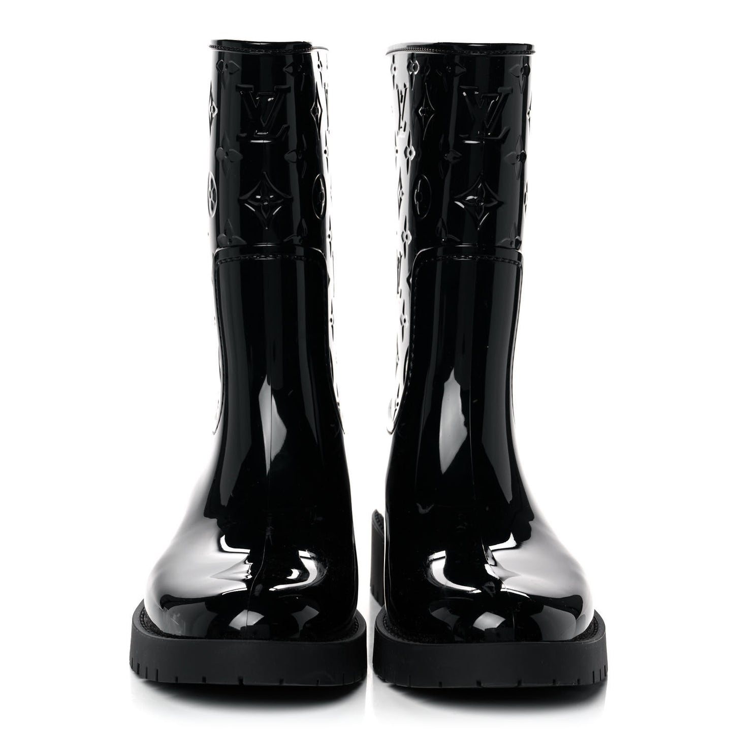 Rubber Embossed Monogram Drops Flat Half Boots 41 Black