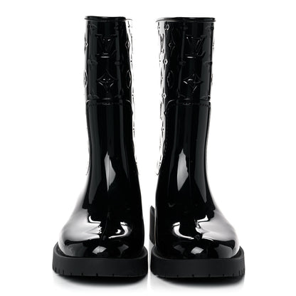 Louis Vuitton Rubber Embossed Monogram Drops Flat Half Boots 41 Black 2 of 8