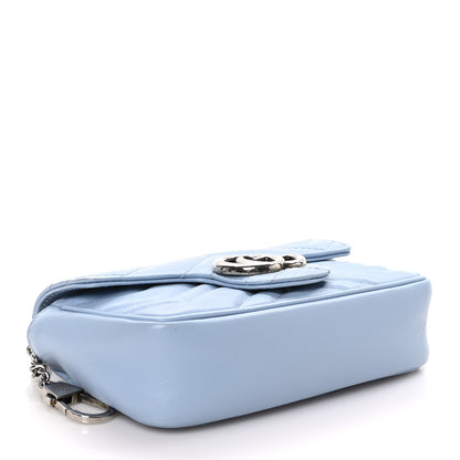 Gucci Calfskin Matelasse Super Mini GG Marmont Shoulder Bag Porcelain Light Blue 4 of 10