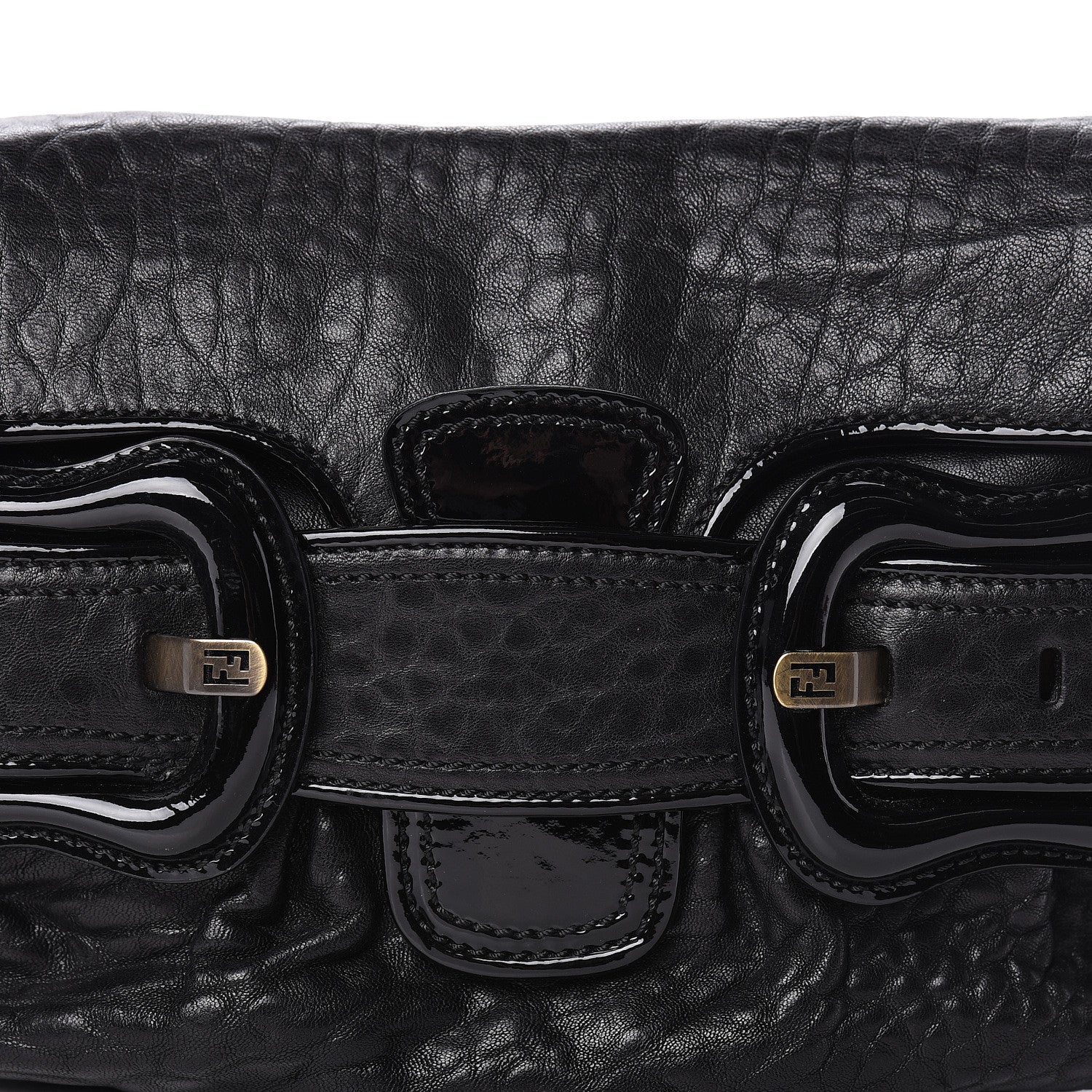 Fendi Nappa Patent B Bis Flap Bag Black 10 of 10