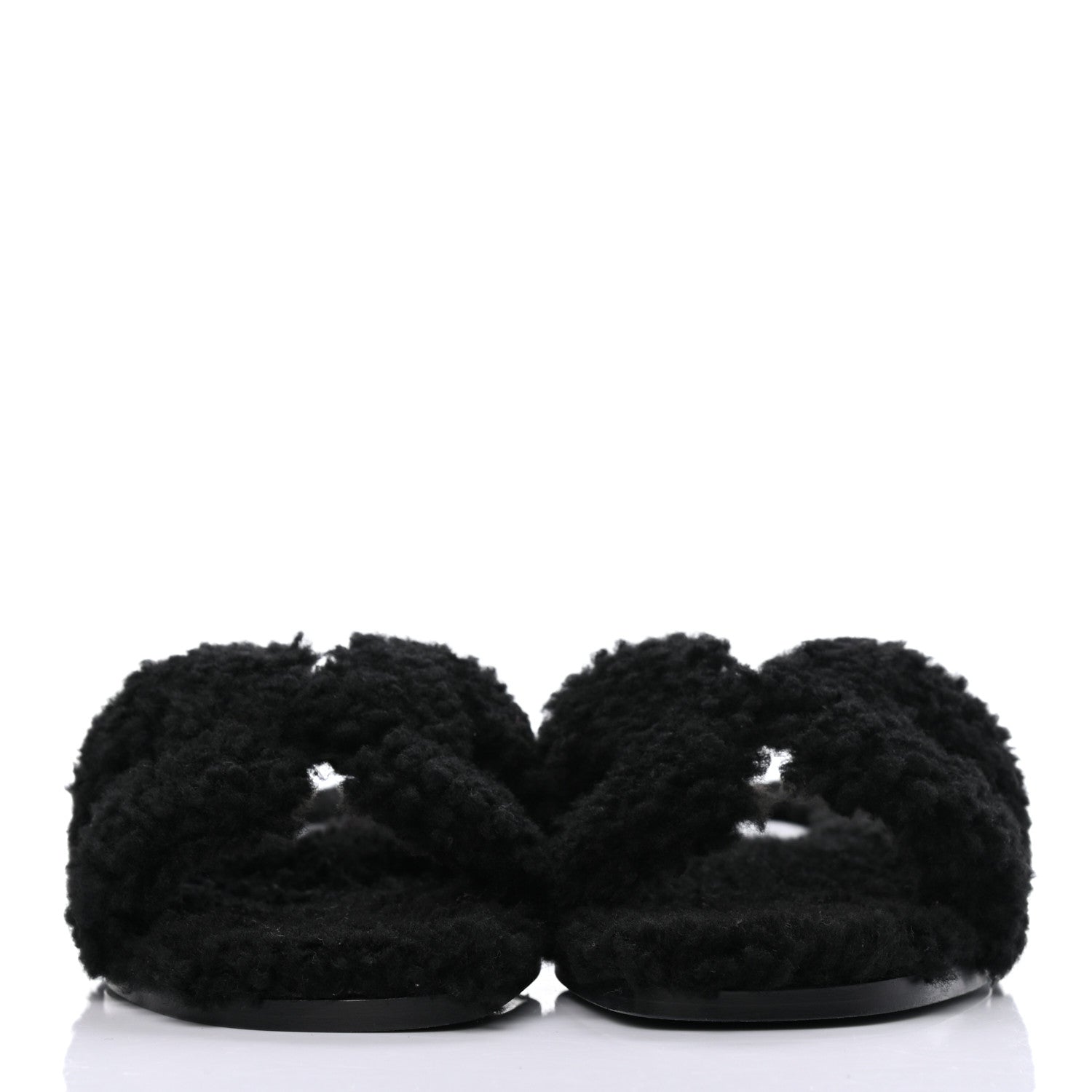 Hermes Woolskin Oran Sandals 36 Black 2 of 7