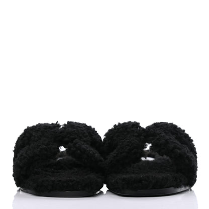 Hermes Woolskin Oran Sandals 36 Black 2 of 7