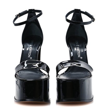 Louis Vuitton Patent Calfskin Fame Platform Sandal 39.5 Black 3 of 13