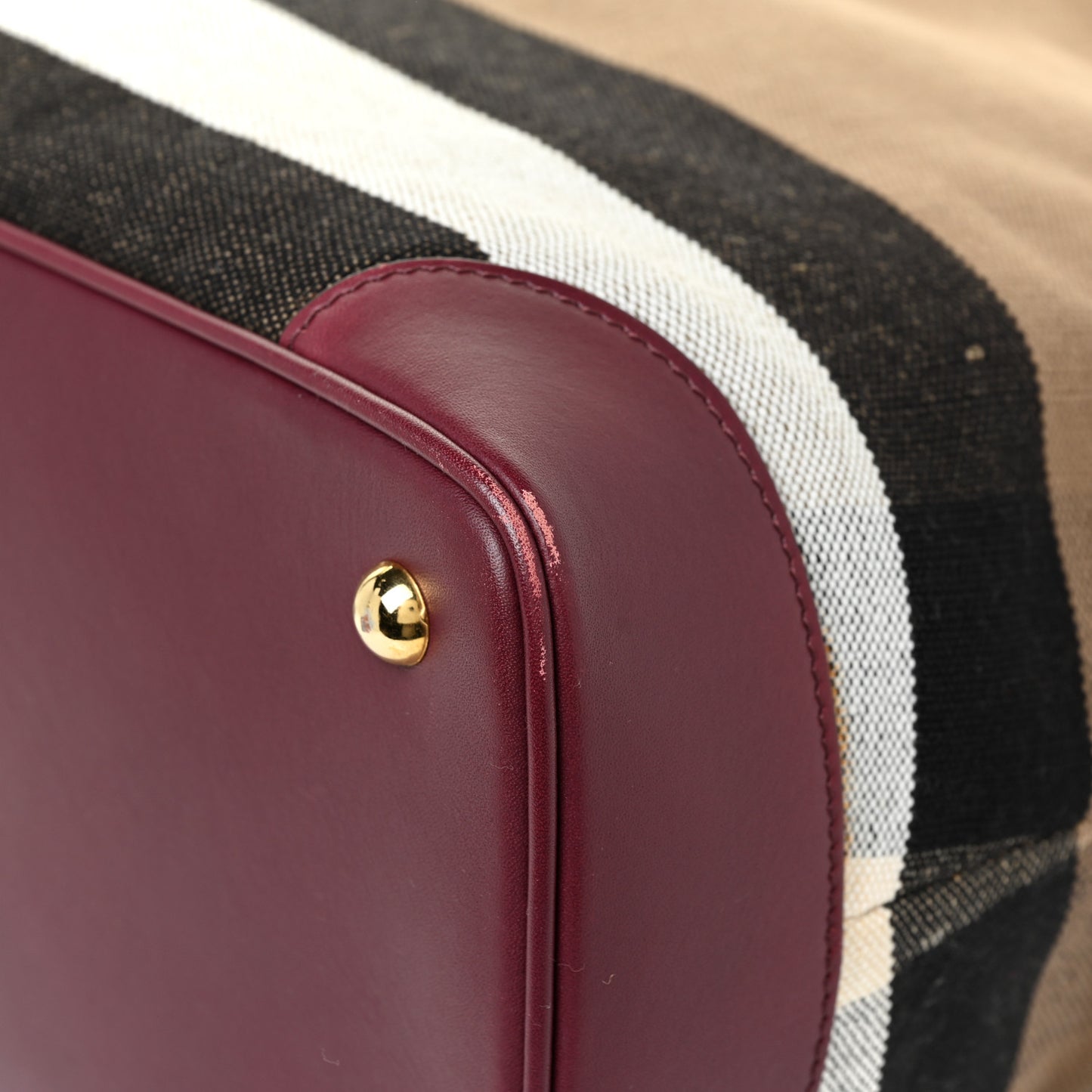 Canvas Mega Check Calfskin Medium Bloomsbury Saddle Burgundy