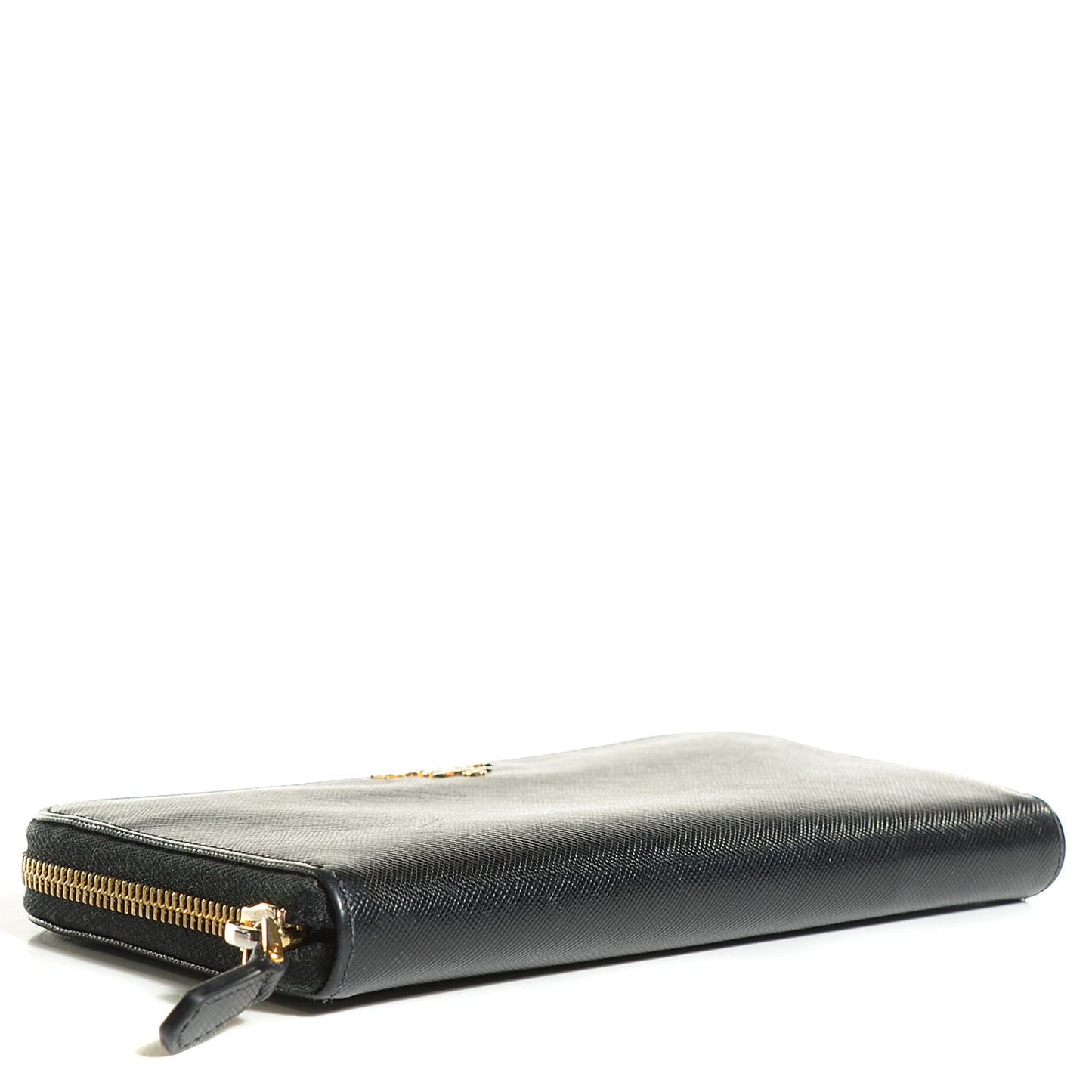 Saffiano Metal Zip Around Wallet Nero Black