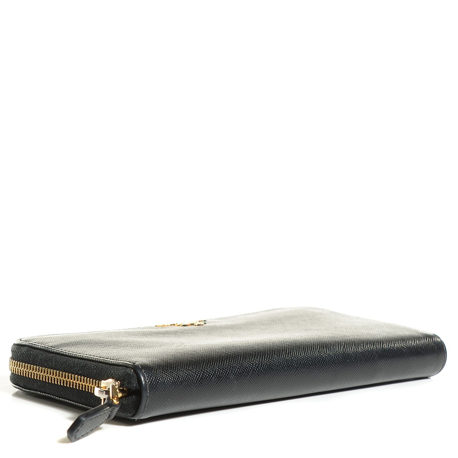 Prada Saffiano Metal Zip Around Wallet Nero Black 4 of 10