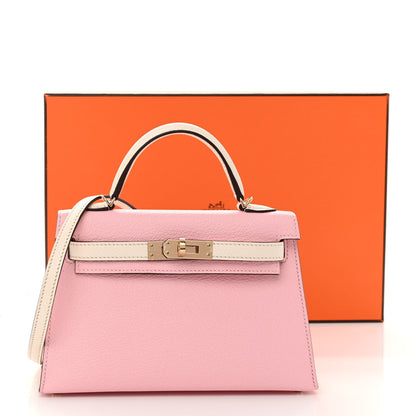 Hermes Chevre Mysore Horseshoe Mini Kelly Sellier 20 Rose Sakura Nata 11 of 11